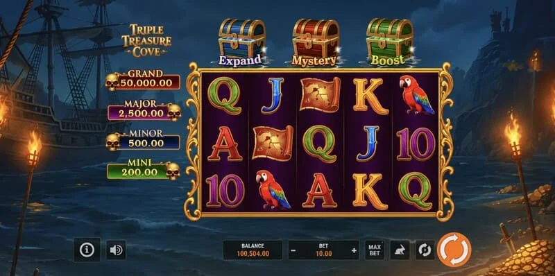 Triple Treasure Cove – Hold and Win bonusrunda med mynt